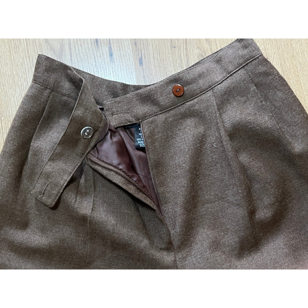 Vintage 100% Wool Trousers Pants Womens 6 Petite Brown High Rise Lined Classic - Picture 6 of 11
